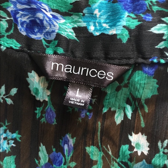 Blue Floral Sheer Flutter Sleeve - Picture 8 of 8